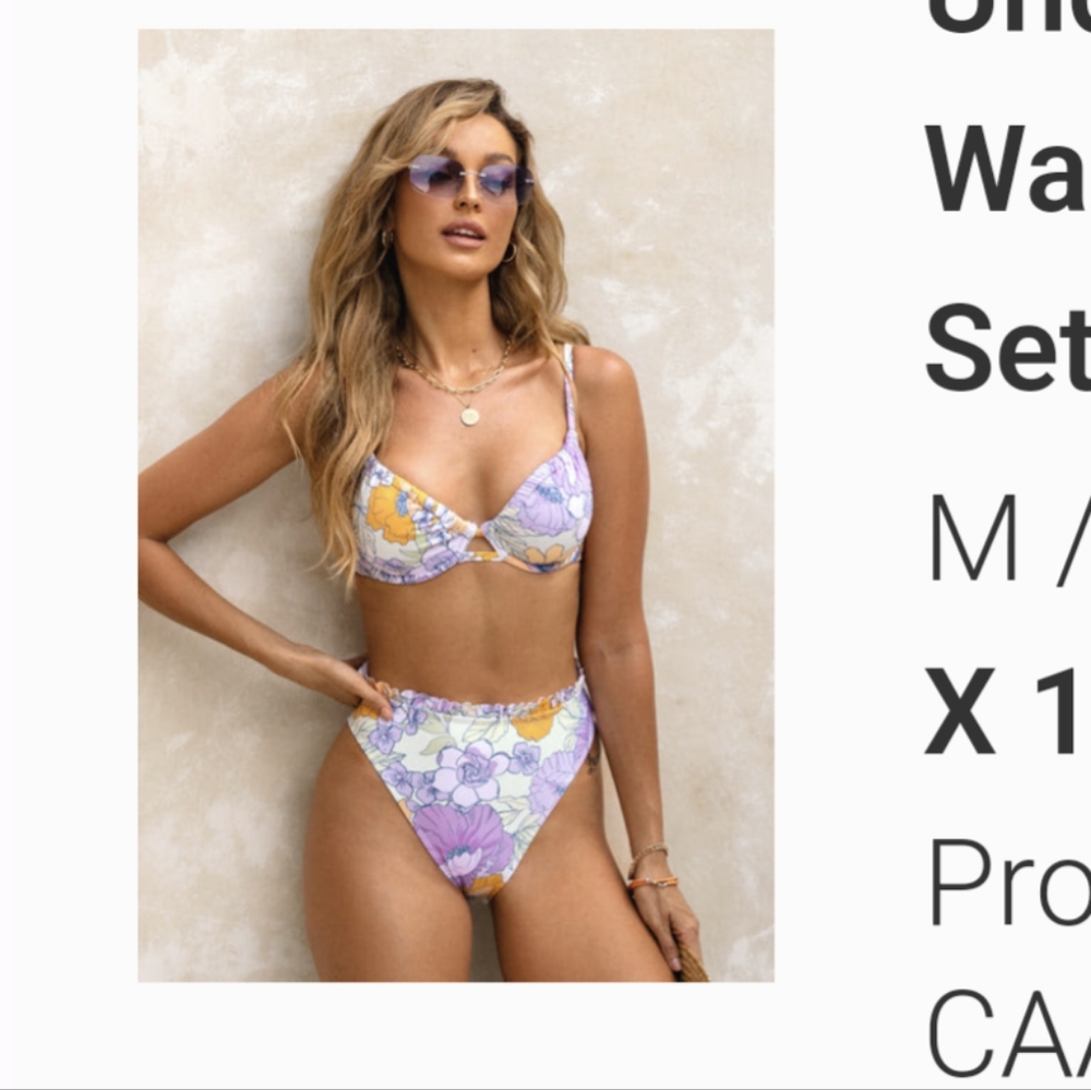 NWT Cupshe high-waisted floral bikini set
